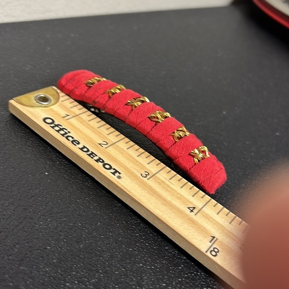 Vintage Hair Clip Barrette Red Fabric Braided Ribbon Chain Made in France main image 6